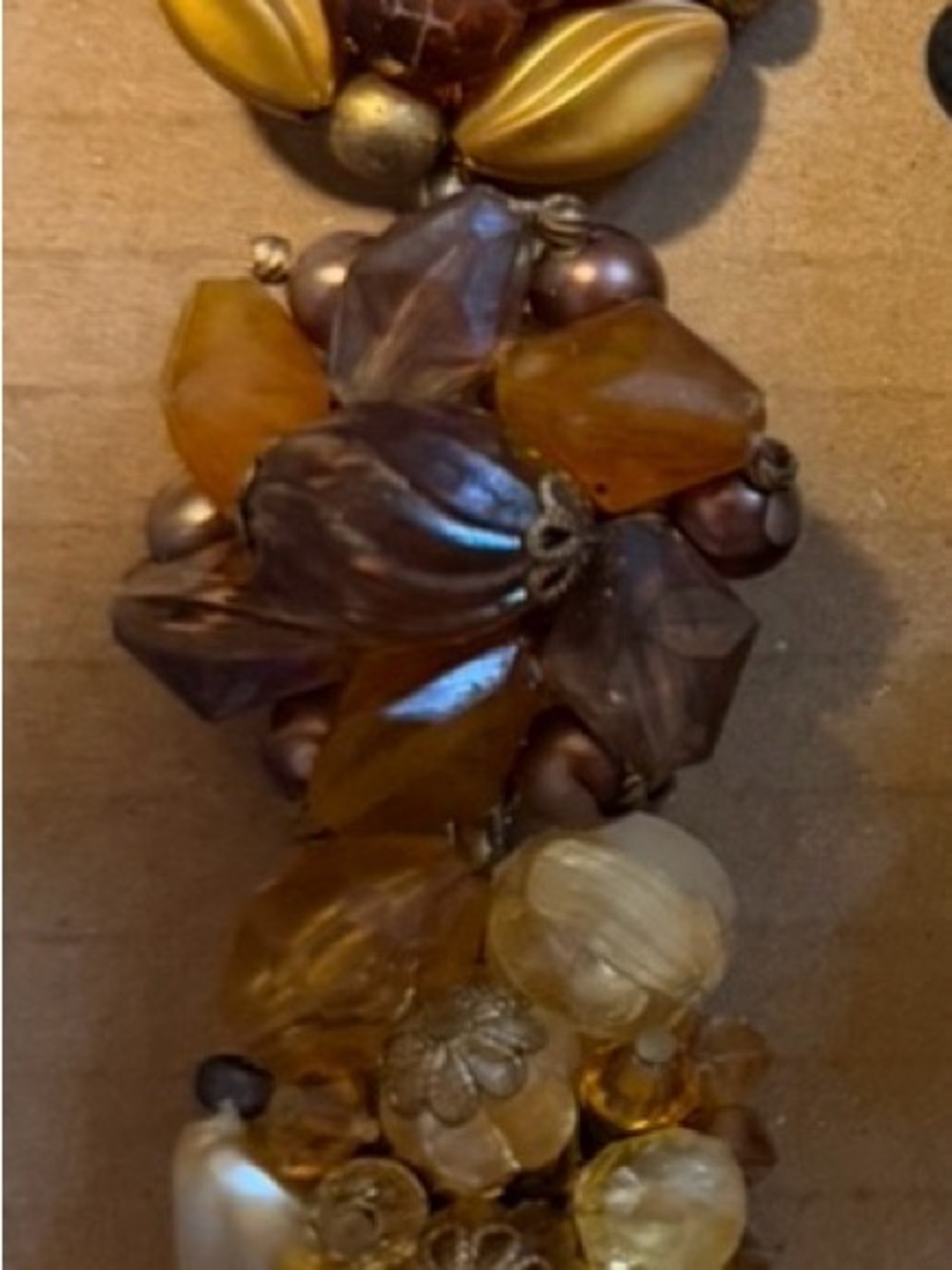 Amber and Taupe Cluster Bead Bracelet